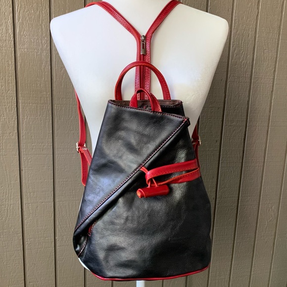 Made in Italy Handbags - Made in Italy  NWT Black and Red Leather Bag